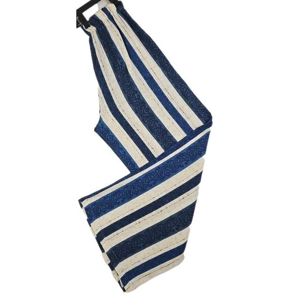 Bellambra~Woman S~Linen Blend Boho Top/Pants 2 Pc. Striped Italy Blue/Beige NWT. - Picture 5 of 16